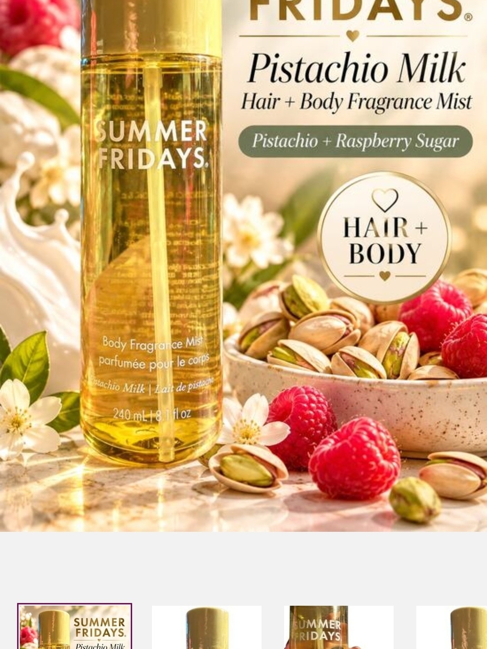 Summer Fridays Pistachio Milk Hair + Body Fragrance Mist 8.1fl oz NEW